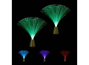 4052025499167 - Relaxdays - 2 x Glasfaserlampe mit fließendem Farbwechsel led Retrolampe Stimmungslicht Effektleuchte Fiberglas 33 cm bunt