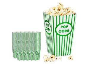 4052025500412 - Relaxdays - Popcorntüten 144er Set gestreift Retro-Optik Kino Filmabend Zubehör Pappe Popcornbehälter grün weiß