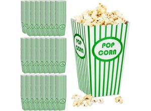 4052025500429 - Popcorntüten 576er Set gestreift Retro-Optik Kino Filmabend Zubehör Pappe Popcornbehälter grün weiß - Relaxdays