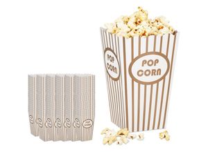 4052025500436 - Popcorntüten 144er Set gestreift Retro-Optik Kino Filmabend Zubehör Pappe Popcornbehälter gold weiß - Relaxdays