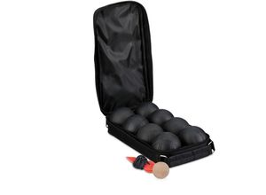 4052025500542 - Relaxdays - Boule Kugeln 8 Metall-Kugeln Set mit Zielkugel & Abstandsmesser Tragetasche Boccia Spiel Stahl schwarz