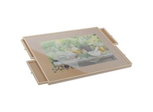 4052025502485 - Puzzlebrett mit 4 Schubladen Puzzle bis 1500 Teile neigbar drehbar Holz Puzzlematte Puzzleplateau natur - Relaxdays