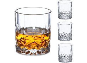 4052025502997 - Whiskeygläser 4er Set 300 ml edle Optik Whisky-Tumbler für Hausbar und Vitrine Schnapsgläser transparent - Relaxdays