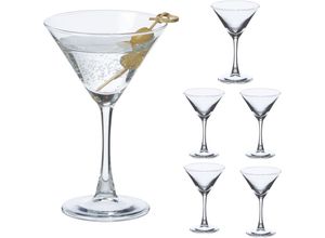 4052025503055 - Martini Gläser 6er Set 140 ml Cosmopolitan Manhatten spülmaschinenfest Cocktailgläser transparent - Relaxdays