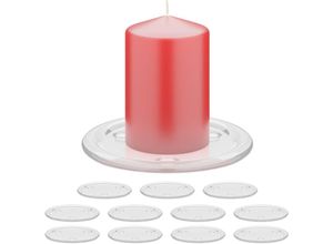 4052025503109 - Kerzenständer für Stumpenkerzen 12er Set ø 10 cm Glas runder Kerzenuntersetzer Kerzenhalter transparent - Relaxdays