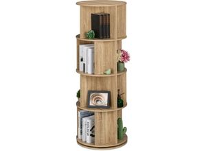 4052025869083 - Relaxdays - Bücherregal drehbar 20 Fächer h x d 137 x 50 cm Holzoptik Drehregal für Bücher & DVDs Bücherturm natur