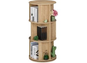 4052025869106 - Bücherregal drehbar 15 Fächer h x d 104 x 50 cm Holzoptik Drehregal für Bücher & DVDs Bücherturm natur - Relaxdays