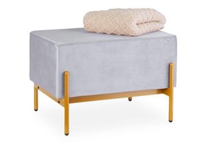 4052025873691 - Relaxdays - Sitzbank Samt Polsterbank mit Metallfüßen Samtsitzbank Schlafzimmer Flur HxBxT 40 x 60 x 43 cm grau