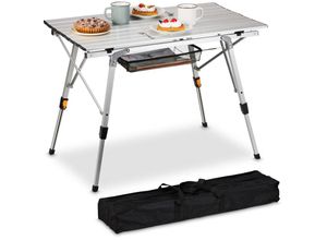 4052025875060 - Klapptisch klappbarer Camping Tisch höhenverstellbar Aluminium faltbar Alu Multifunktionstisch silber - Relaxdays