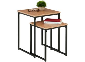 4052025875466 - Beistelltisch 2er Set stapelbar Industrie Design Satztisch 2 Größen quadratisch Metall hellbraun schwarz - Relaxdays