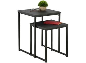 4052025875480 - Beistelltisch 2er Set stapelbar Satztisch 2 Größen quadratisch Metall Wohnzimmer Dekotisch schwarz - Relaxdays