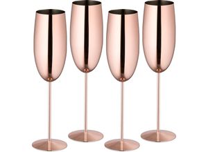 4052025877385 - Sektgläser Edelstahl 4er Set bruchsicher lange Kühlwirkung 250ml Champagnergläser für unterwegs roségold - Relaxdays