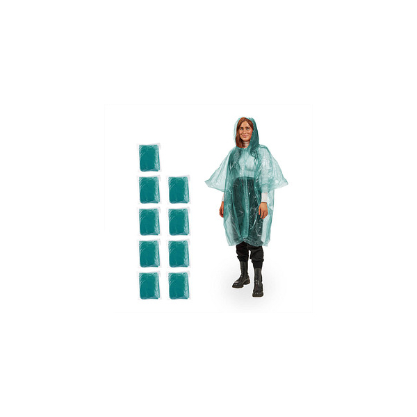 4052025877422 - unisex Einweg-Regenponcho grün Einheitsgröße 4052025877422 relaxdays 10 Stück