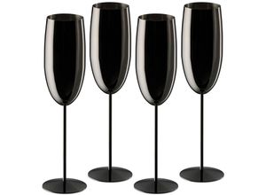 4052025877446 - Relaxdays Sektgläser Edelstahl 4er Set bruchsicher lange Kühlwirkung 250 ml Champagnergläser für unterwegs schwarz