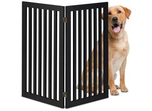 4052025877651 - Hundeabsperrgitter freistehendes Schutzgitter HxB 915 x 103 cm mdf zusammenklappbar Türgitter schwarz - Relaxdays