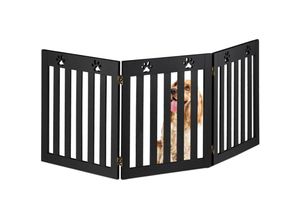 4052025877682 - Hundeabsperrgitter freistehendes Schutzgitter HxB 60 x 153 cm mdf zusammenklappbares Türgitter schwarz - Relaxdays