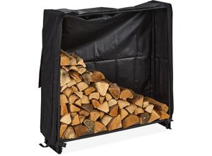 4052025877996 - Kaminholzregal mit Abdeckung für Holz ab 25 cm Brennholzregal aus Eisen hbt 110 x 110 x 29 cm schwarz - Relaxdays