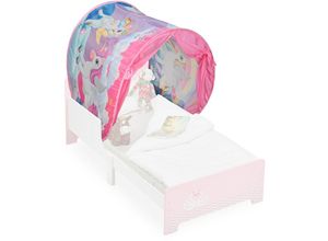 4052025878092 - Bettzelt Kinder BxT 220x79 cm Einhorn-Design Betttunnel für Kinderbett Pop-up-Funktion Betthöhle bunt - Relaxdays