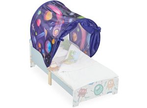 4052025878108 - Bettzelt Kinder BxT 220x79 cm Weltall-Design Betttunnel für Kinderbett Pop-up-Funktion Betthöhle bunt - Relaxdays