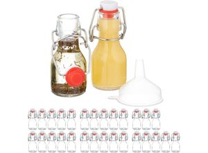 4052025878733 - Kleine Flaschen 30er Set 50 ml Glasflaschen zum Befüllen für Liköre & Öle Bügelverschluss transparent - Relaxdays