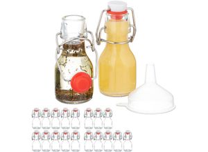 4052025878757 - Kleine Flaschen 20er Set 50 ml Glasflaschen zum Befüllen für Liköre & Öle Bügelverschluss transparent - Relaxdays