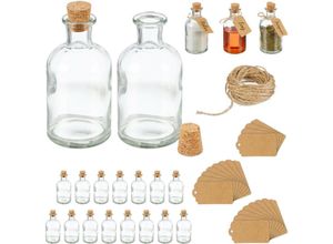 4052025878764 - Dekogläser 20er Set Glasflaschen mit Korken 125 ml Gewürzgläser zum Befüllen mit Deko transparent natur - Relaxdays