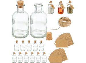 4052025878771 - Dekogläser 16er Set Glasflaschen mit Korken 125 ml Gewürzgläser zum Befüllen mit Deko transparent natur - Relaxdays