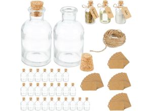 4052025878795 - Dekogläser 30er Set Glasflaschen mit Korken 60 ml zum Befüllen mit Deko Gewürzgläser transparent natur - Relaxdays