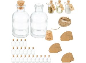 4052025878801 - Dekogläser 25er Set Glasflaschen mit Korken 60 ml zum Befüllen mit Deko Gewürzgläser transparent natur - Relaxdays