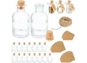 4052025878818 - Dekogläser 20er Set Glasflaschen mit Korken 60 ml zum Befüllen mit Deko Gewürzgläser transparent natur - Relaxdays