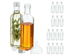 4052025878825 - Flaschen zum Befüllen 16er Set leere Glasflaschen für Likör Öl Saft Schnapsflaschen 250 ml transparent - Relaxdays