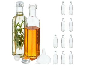 4052025878832 - Flaschen zum Befüllen 12er Set leere Glasflaschen für Likör Öl Saft Schnapsflaschen 250 ml transparent - Relaxdays