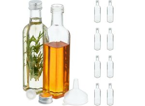 4052025878849 - Flaschen zum Befüllen 10er Set leere Glasflaschen für Likör Öl Saft Schnapsflaschen 250 ml transparent - Relaxdays