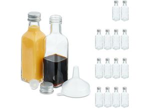 4052025878894 - Kleine Flaschen 16er Set 100 ml Glasflaschen zum Befüllen Schraubverschluss & Korken transparent silber - Relaxdays