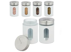 4052025879563 - Gewürzstreuer 6er Set 3 Streugrößen Gewürze & Kräuter xl Gewürzgläser 290 ml Glas & Edelstahl weiß - Relaxdays