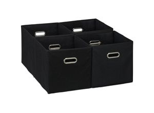 4052025879778 - Aufbewahrungsbox 4er Set faltbare Regalboxen HxBxT 30x30x30 cm mit Griffen Faltboxen für Regale schwarz - Relaxdays