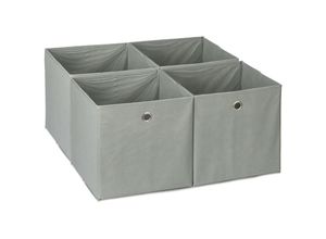 4052025879792 - Aufbewahrungsbox 4er Set faltbare Regalboxen HxBxT 30 x 30 x 30 cm Grifflöcher Faltboxen für Regale grau - Relaxdays