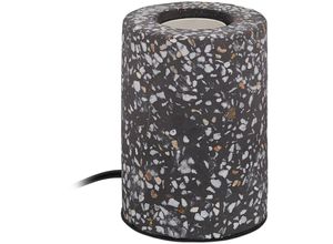 4052025881481 - Relaxdays - Tischlampe Terrazzo HxD 11 x 8 cm kleine Tischleuchte ohne Schirm E27-Fassung runde Steinlampe anthrazit