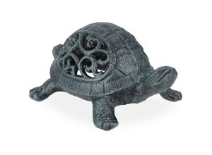 4052025881917 - Deko Schildkröte Gusseisen wetterfeste Gartenfigur hbt 65x10x15 cm Dekofigur innen & außen grün schwarz - Relaxdays