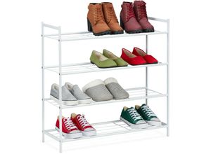4052025883010 - Relaxdays - Schuhregal Metall 4 Ablagen Schuhaufbewahrung für 12 Paar Schuhe hbt 70 x 70 x 26 cm Standregal weiß 4052025883010 - Relaxdays - Schuhregal Metall 4 Ablagen Schuhaufbewahrung für 12 Paar Schuhe hbt 70 x 70 x 26 cm Standregal weiß