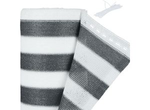 4052025883379 - Zaunblende 1x15 m Sichtschutz Garten Balkon UV-stabilisiert wetterfest reißfest hdpe Gewebe grau weiß - Relaxdays