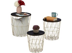 4052025884741 - Korbtisch 3er Set Beistelltisch Wohnzimmer Metall & Marmoroptik 3 Größen Drahtkorb-Tisch schwarz gold - Relaxdays