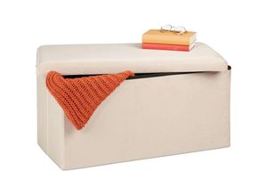 4052025887469 - Sitzbank mit Stauraum Samtbezug 80 l Flur Wohnzimmer gepolstert faltbar Truhenbank 38x77x39 cm creme - Relaxdays