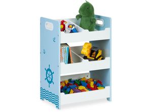 4052025889296 - Relaxdays Kinderregal HBT 60 x 425 x 30 cm 5 Fächer MDF Aufbewahrungsregal Kinderzimmer Spielzeugregal weiß blau