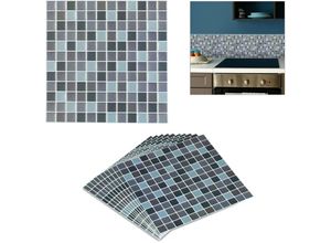 4052025889821 - Mosaik Fliesenaufkleber 10er Set selbstklebend Küche & Badezimmer 235x235 cm 3D Klebefliesen grau - Relaxdays