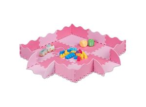 4052025889975 - Puzzlematte 25-teilig eva Schaumstoff unbedenklich 077 m² Spielmatte mit Rand Kindermatte rosa-pink - Relaxdays