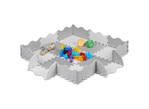 4052025889999 - Puzzlematte 25-teilig eva Schaumstoff unbedenklich 077 m² Spielmatte mit Rand Kindermatte grau-weiß - Relaxdays