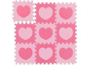 4052025890025 - Relaxdays Puzzlematte Herz-Muster 18 Puzzleteile aus schadstofffreiem EVA-Schaumstoff B x T 915 x 915cm rosa  pink