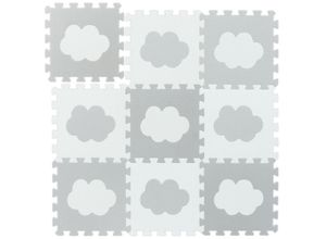 4052025890049 - Puzzlematte Wolken-Muster 18 Puzzleteile aus schadstofffreiem EVA-Schaumstoff BxT 915 x 915 cm weiß grau - Relaxdays