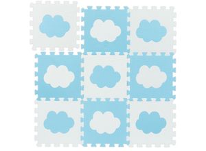 4052025890070 - Relaxdays Puzzlematte Wolken-Muster 18 Puzzleteile aus schadstofffreiem EVA-Schaumstoff BxT 915 x 915 cm weiß blau